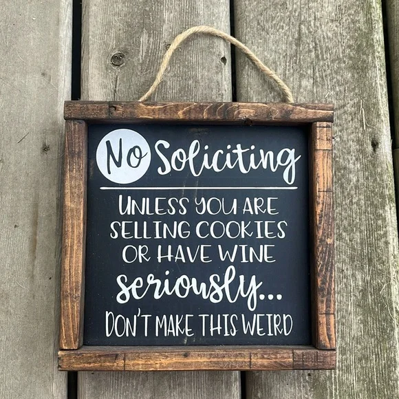 Rustic No Soliciting Sign Humorous Wine Cookies - Picture 1 of 5